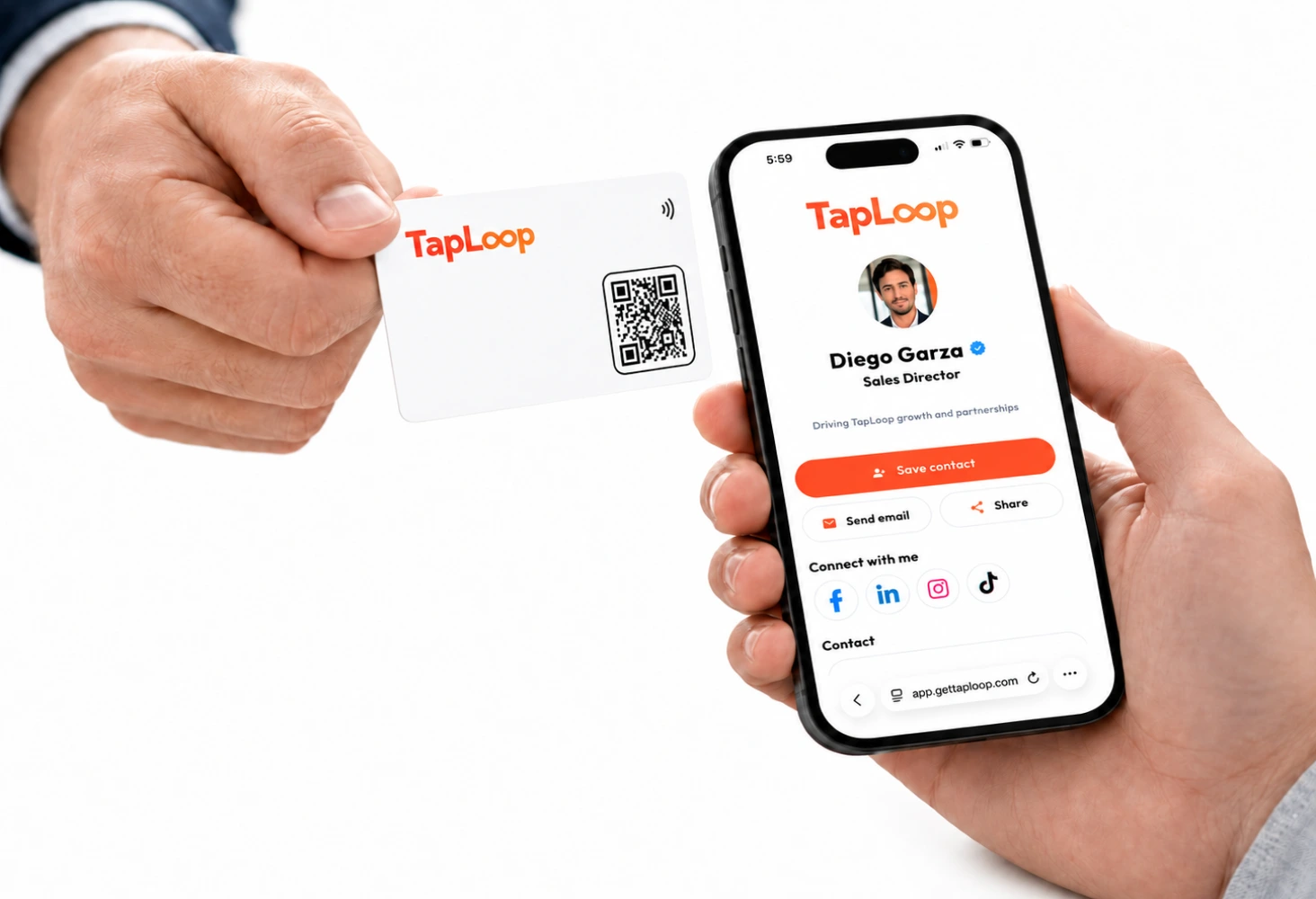 TapLoop cards in use with digital profile