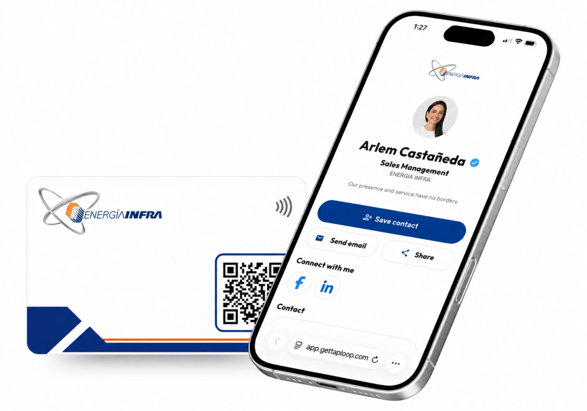 Custom NFC card mockup for PRO Akustics with TapLoop digital profile