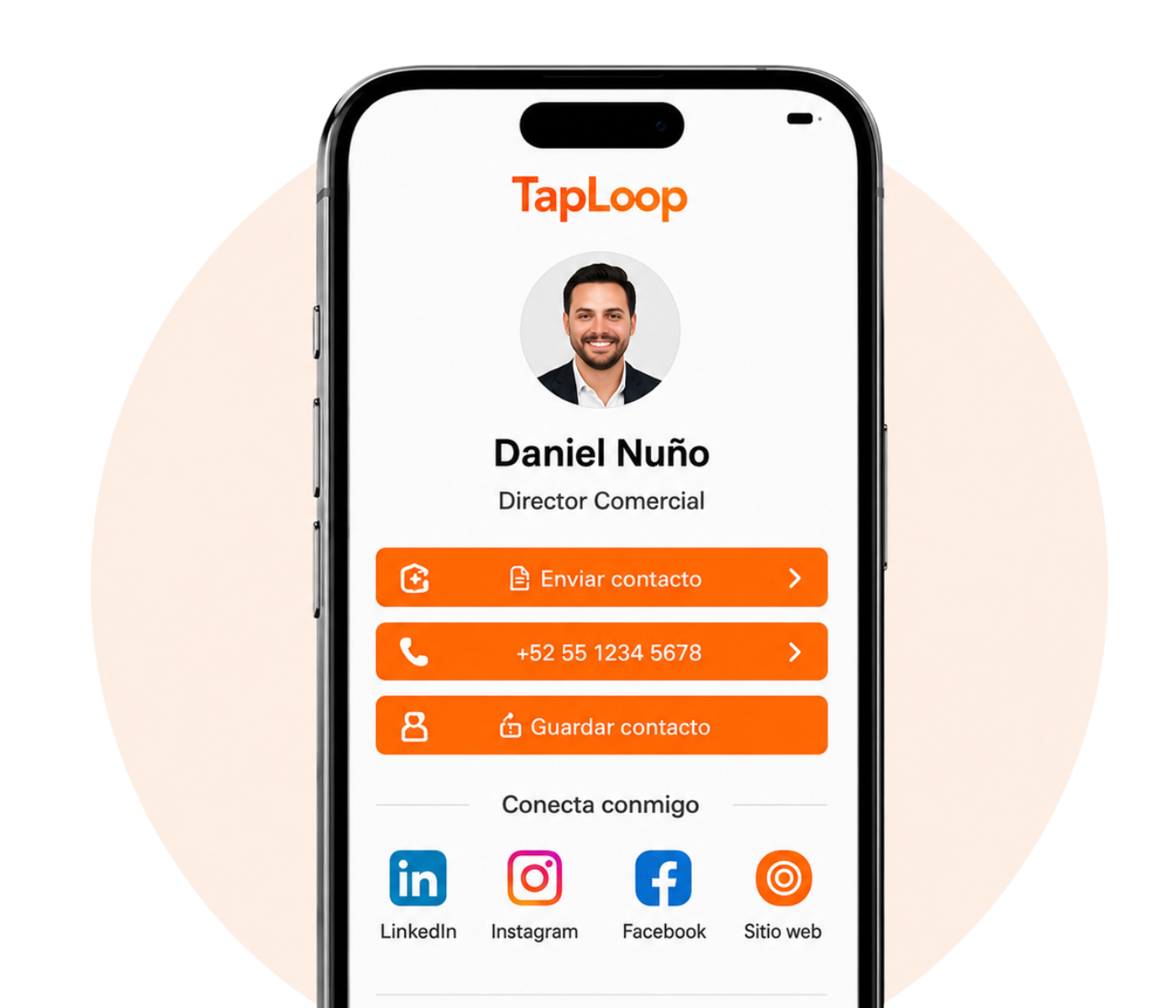 TapLoop digital profile open on a phone