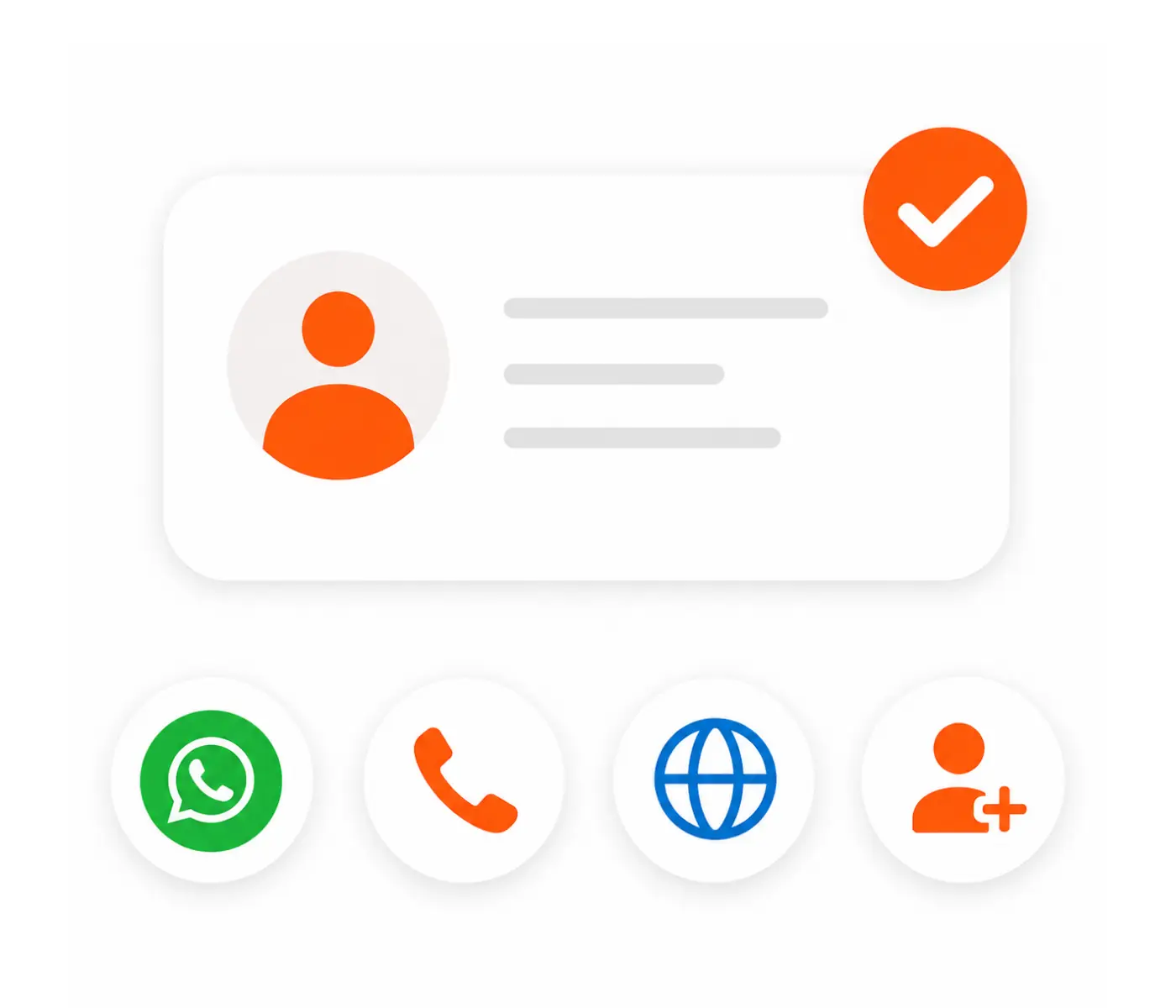 Actions to save contact, call, and open links