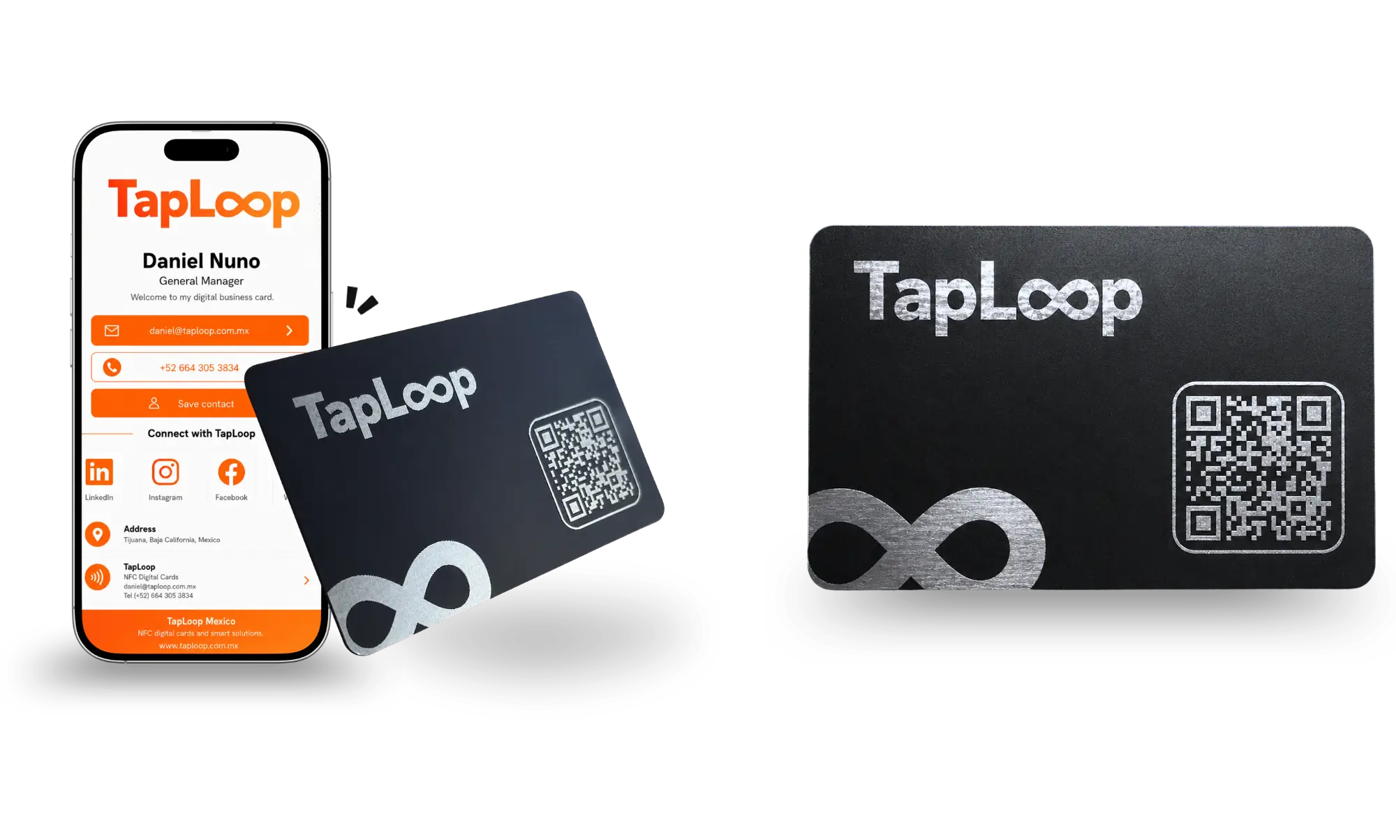 Metal NFC business card with QR code and digital profile