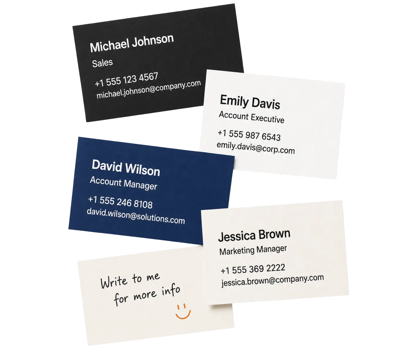 Inconsistent traditional business cards before TapLoop