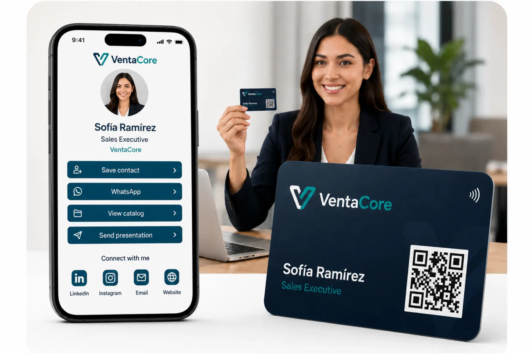 Sales team using a custom TapLoop NFC card and digital profile